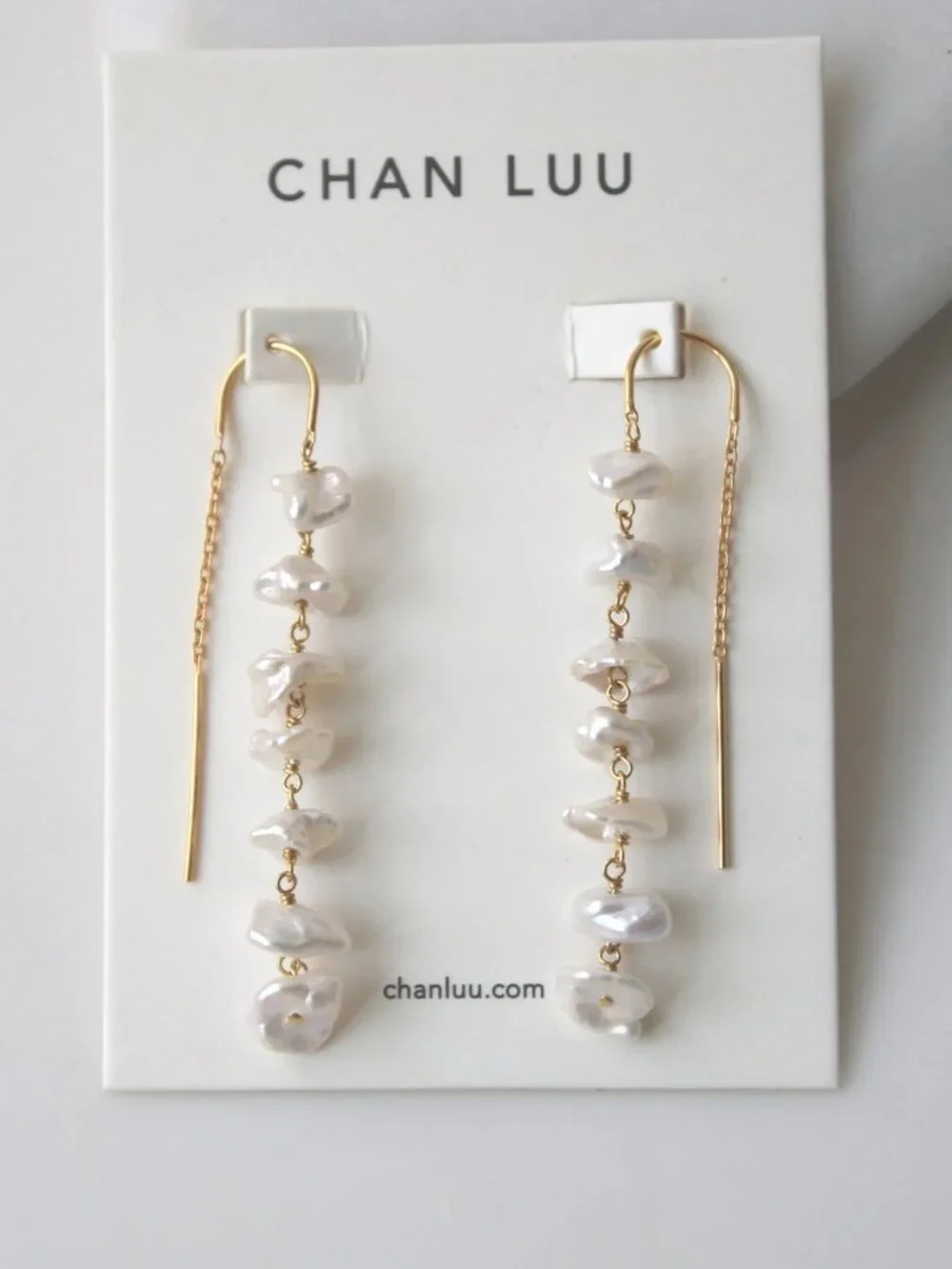 Chan Luu Anini Thread Thru Earrings Gold - Picture 3 of 3